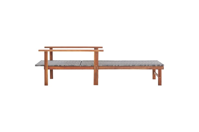 Liggestol Polyrattan Og Massivt Akacietræ Grå - Grå - Havemøbler - Havestole - Solseng & solvogn