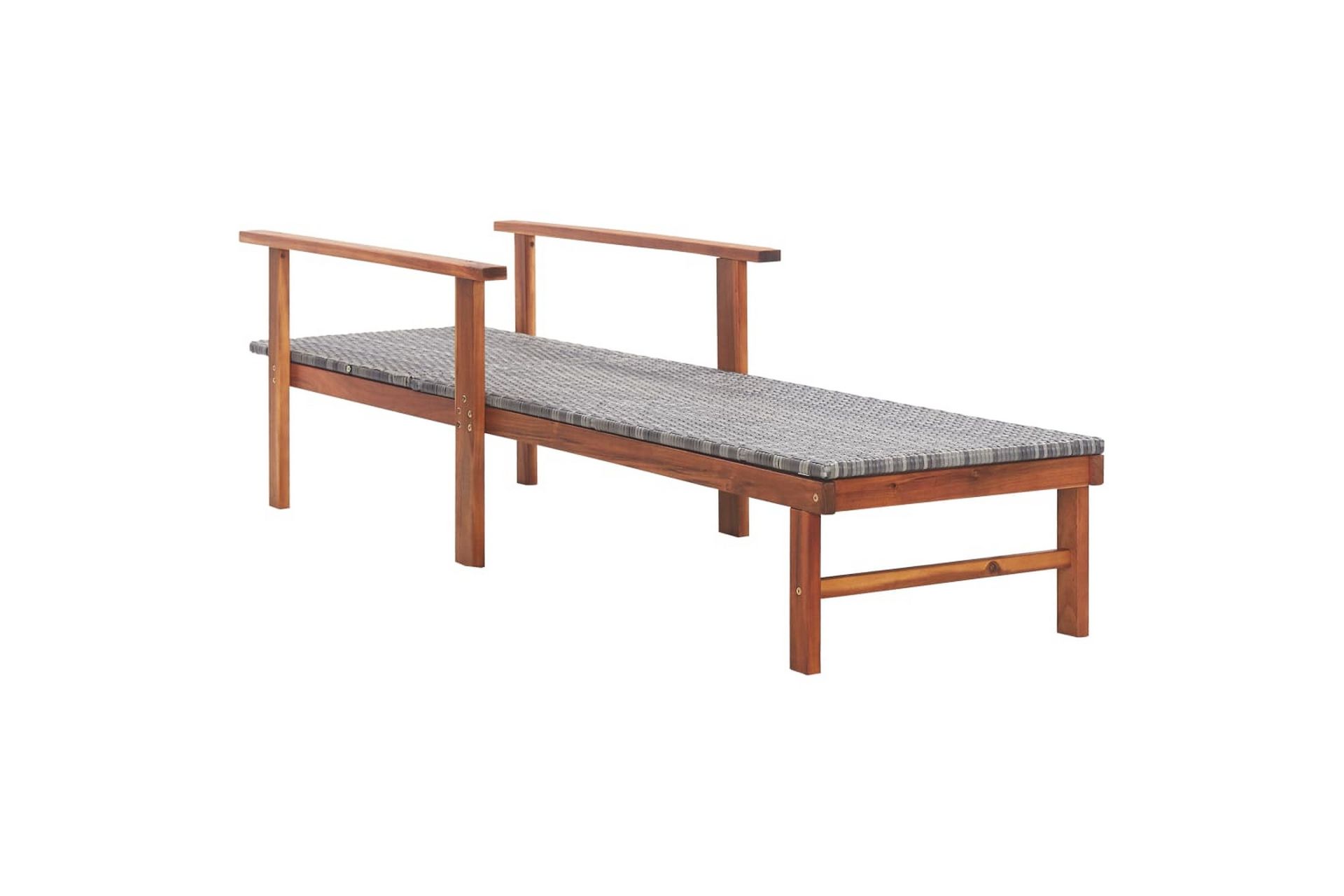 Liggestol Polyrattan Og Massivt Akacietræ Grå - Grå - Havemøbler - Havestole - Solseng & solvogn