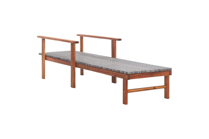 Liggestol Polyrattan Og Massivt Akacietræ Grå - Grå - Havemøbler - Havestole - Solseng & solvogn