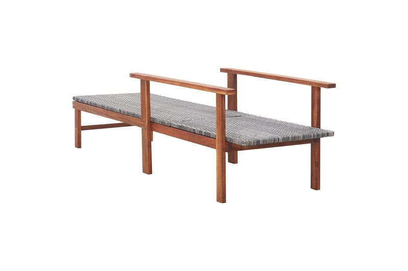 Liggestol Polyrattan Og Massivt Akacietræ Grå - Grå - Havemøbler - Havestole - Solseng & solvogn