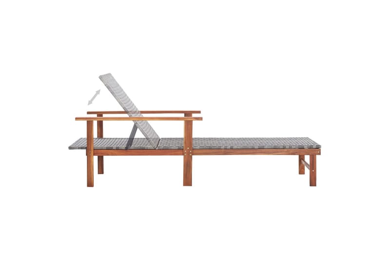 Liggestol Polyrattan Og Massivt Akacietræ Grå - Grå - Havemøbler - Havestole - Solseng & solvogn