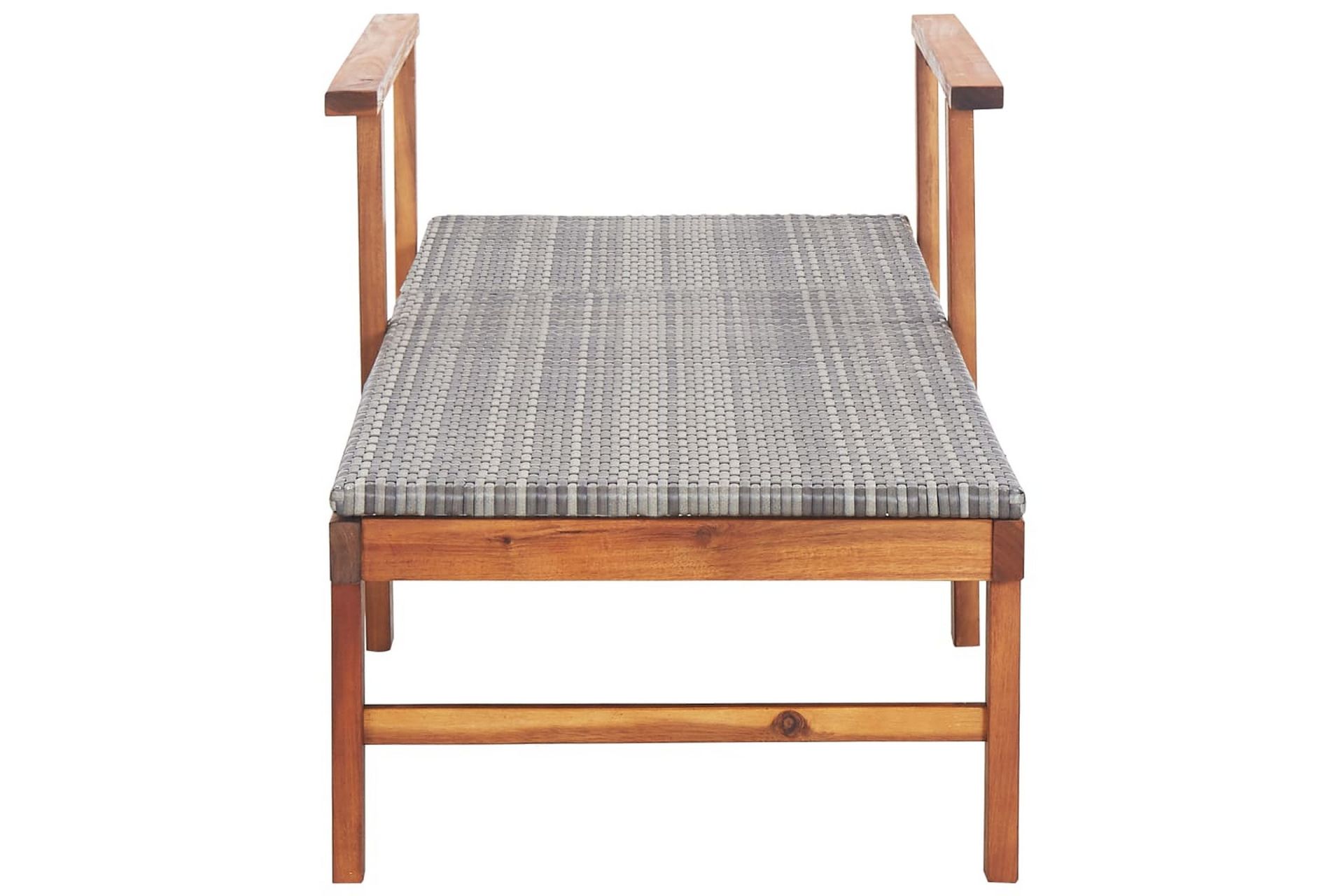 Liggestol Polyrattan Og Massivt Akacietræ Grå - Grå - Havemøbler - Havestole - Solseng & solvogn