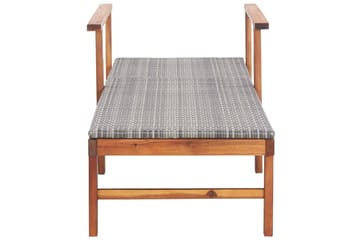 Liggestol Polyrattan Og Massivt Akacietræ Grå - Grå - Havemøbler - Havestole - Solseng & solvogn