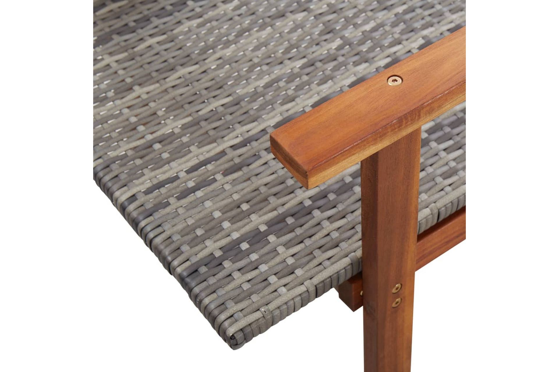 Liggestol Polyrattan Og Massivt Akacietræ Grå - Grå - Havemøbler - Havestole - Solseng & solvogn
