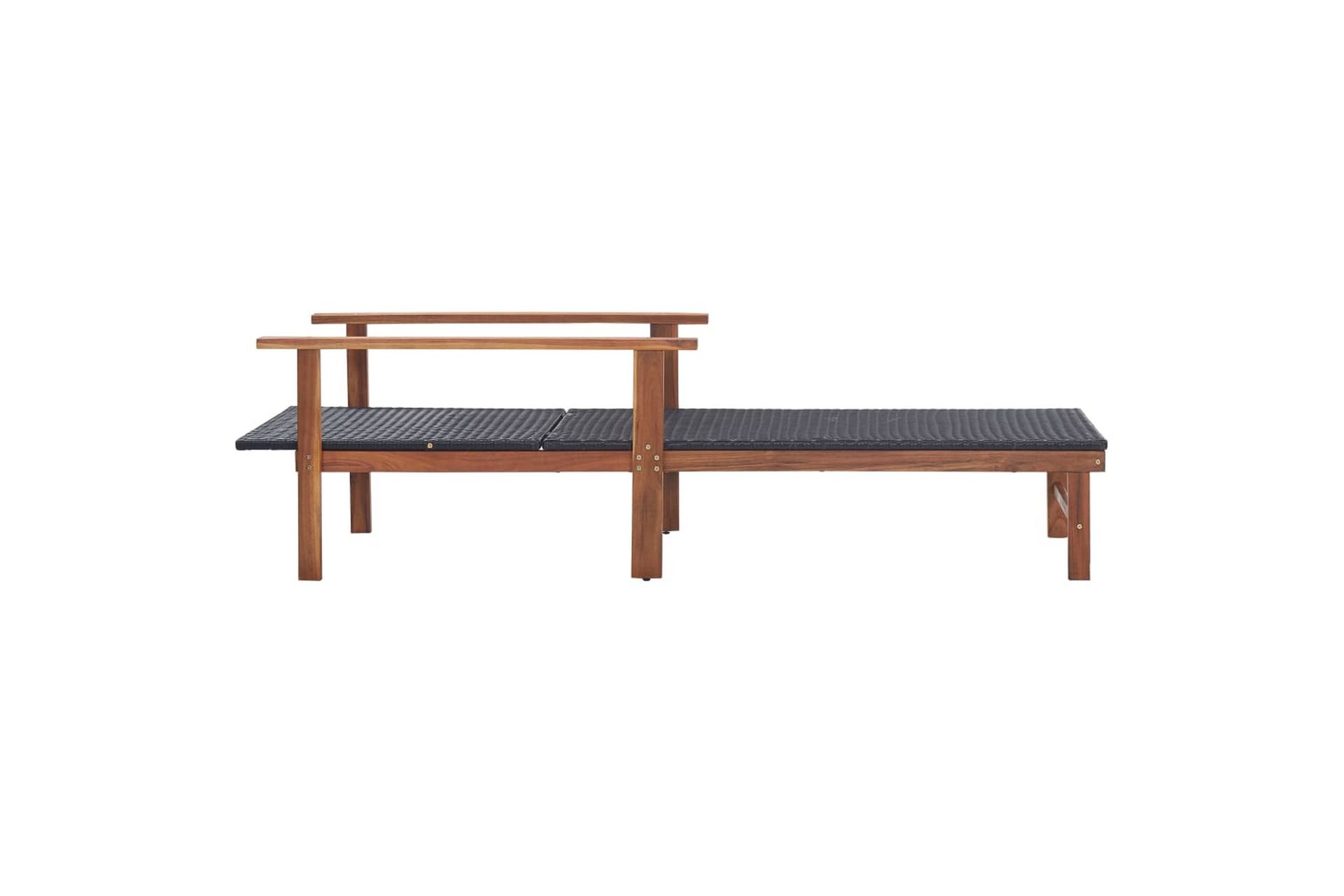 Liggestol Polyrattan Og Massivt Akacietræ Sort - Sort - Havemøbler - Havestole - Solseng & solvogn