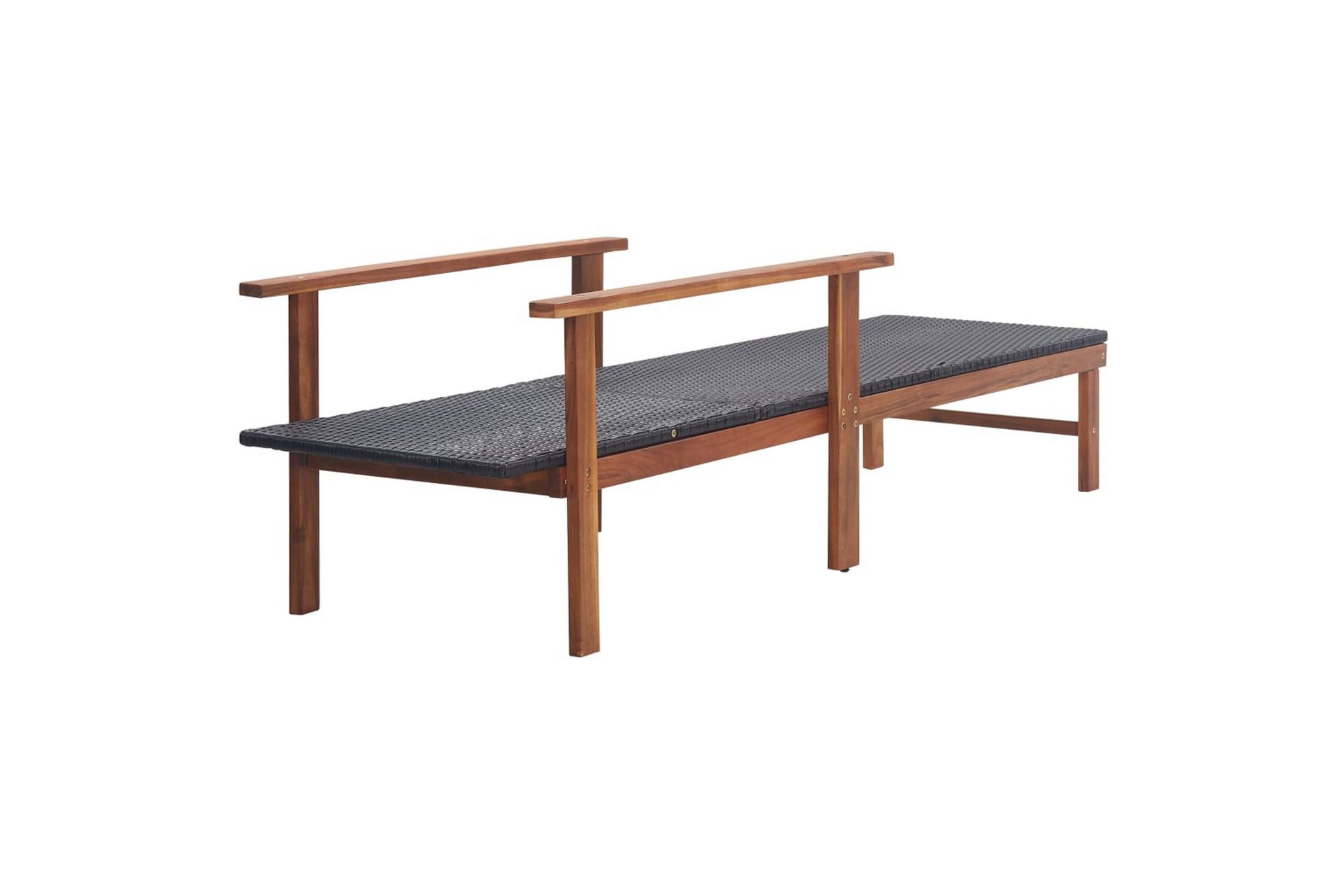 Liggestol Polyrattan Og Massivt Akacietræ Sort - Sort - Havemøbler - Havestole - Solseng & solvogn