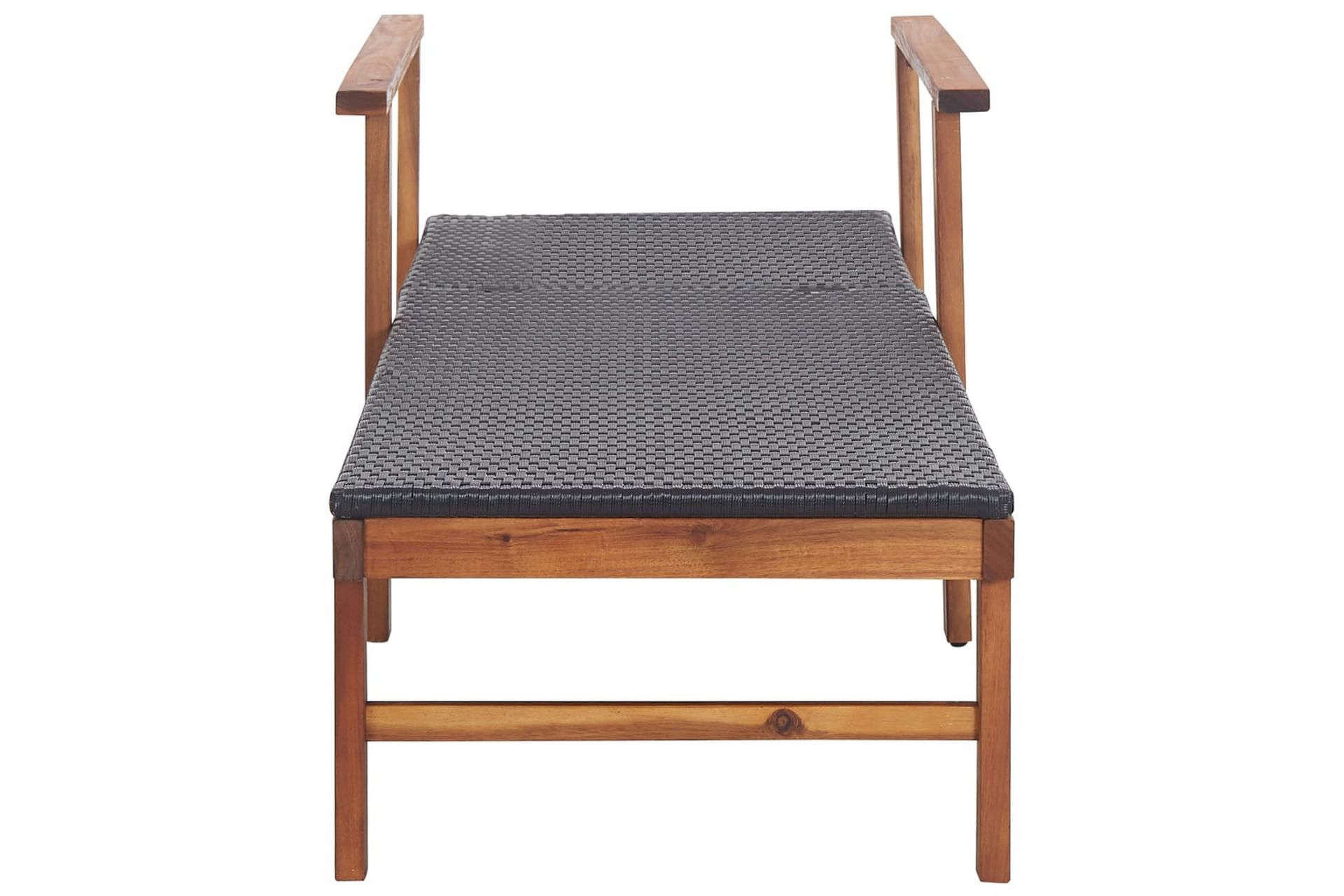 Liggestol Polyrattan Og Massivt Akacietræ Sort - Sort - Havemøbler - Havestole - Solseng & solvogn