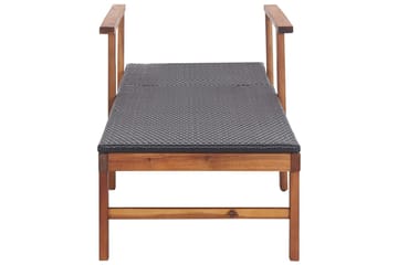 Liggestol Polyrattan Og Massivt Akacietræ Sort - Sort - Havemøbler - Havestole - Solseng & solvogn
