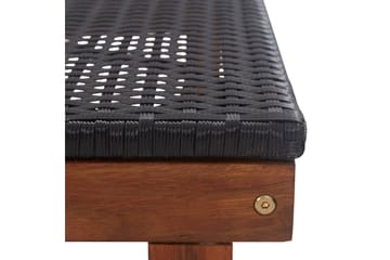 Liggestol Polyrattan Og Massivt Akacietræ Sort - Sort - Havemøbler - Havestole - Solseng & solvogn