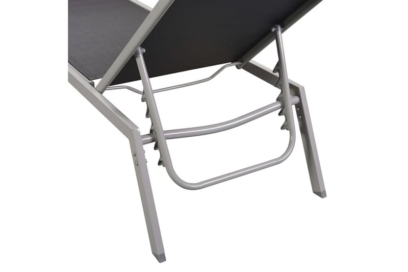 Liggestole 2 stk. Med Bord Stål Og Textilene Sort - Sort - Havemøbler - Havestole - Solseng & solvogn