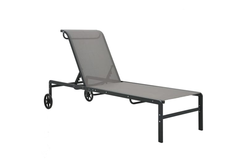 Liggestole 2 Stk. Med Bord Textilene Og Stål - Havemøbler - Havestole - Solseng & solvogn