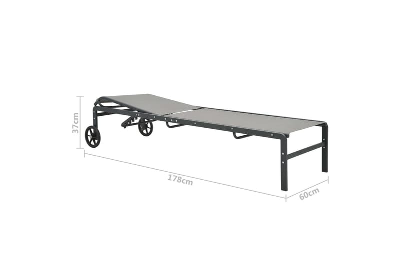 Liggestole 2 Stk. Med Bord Textilene Og Stål - Havemøbler - Havestole - Solseng & solvogn