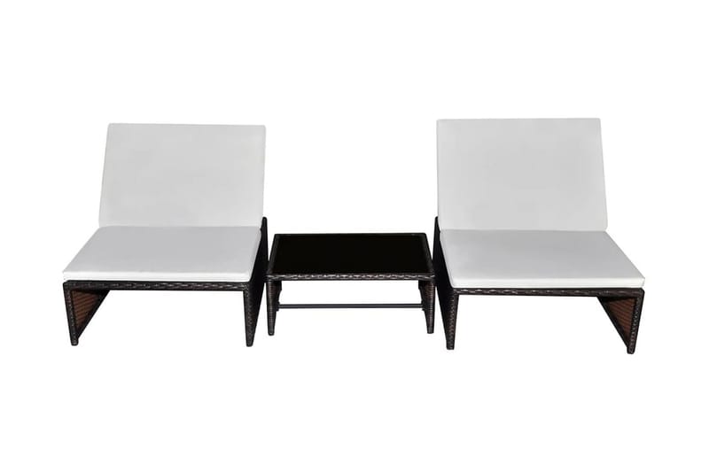 Liggestole 2 Stk. Med Bord Polyrattan Brun - Brun - Havemøbler - Havestole - Solseng & solvogn
