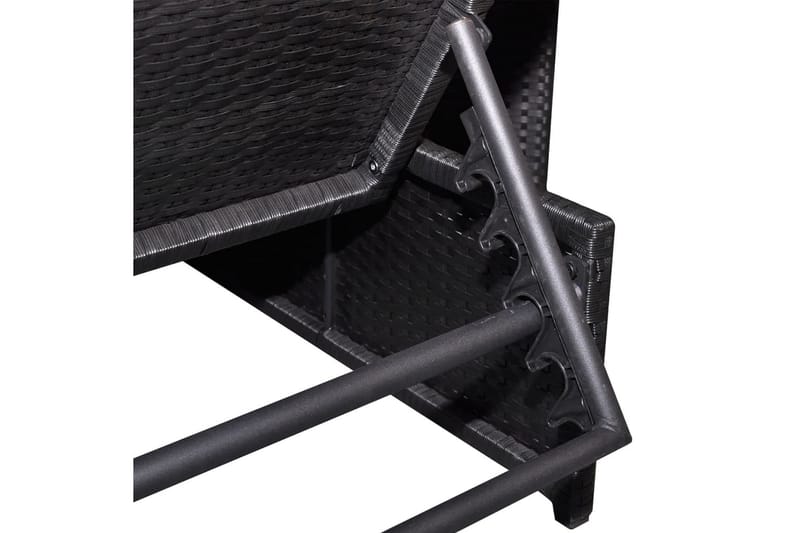 Liggestole 2 Stk. Med Bord Polyrattan Sort - Sort - Havemøbler - Havestole - Solseng & solvogn