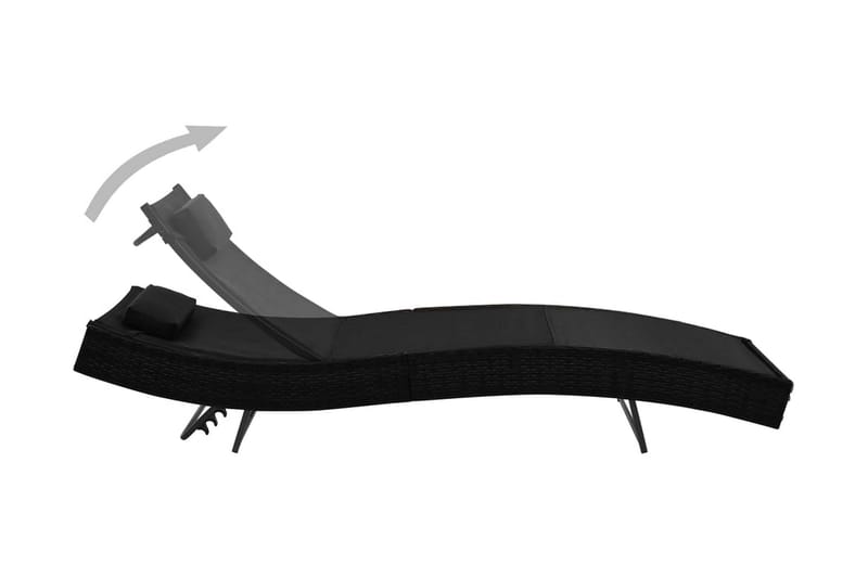 Liggestole 2 Stk. Med Bord Polyrattan Og Textilene Sort - Sort - Havemøbler - Havestole - Solseng & solvogn