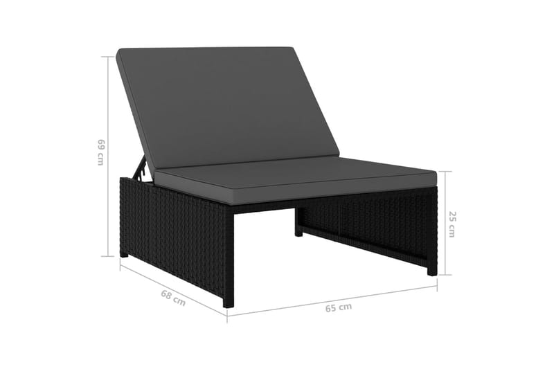 Liggestole 2 stk. Med Bord Polyrattan Sort - Sort - Solseng & solvogn