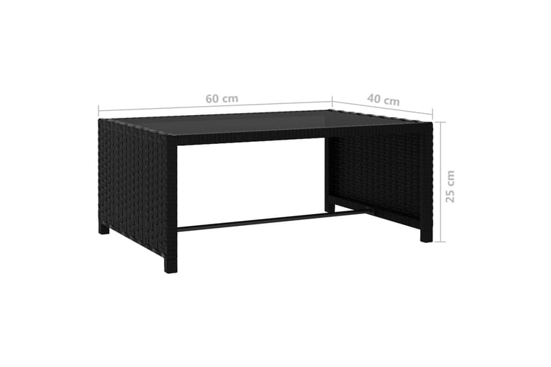 Liggestole 2 stk. Med Bord Polyrattan Sort - Sort - Solseng & solvogn