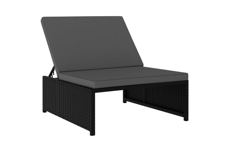 Liggestole 2 stk. Med Bord Polyrattan Sort - Sort - Solseng & solvogn