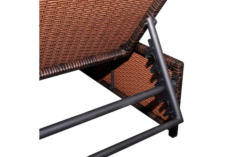Liggestole 2 Stk. Med Bord Polyrattan Brun - Brun - Havemøbler - Havestole - Solseng & solvogn