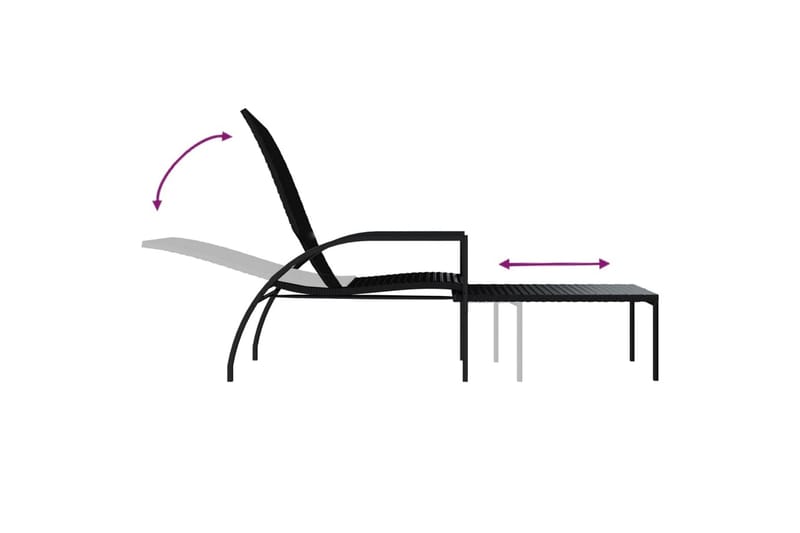 liggestole 2 stk. med fodskammel polyrattan sort - Sort - Havemøbler - Havestole - Solseng & solvogn