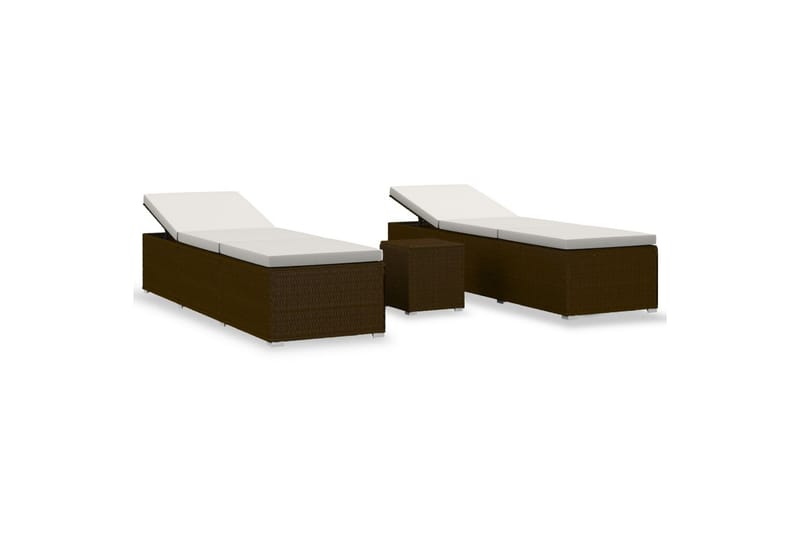 liggestole 3 dele med tebord polyrattan brun - Brun - Havemøbler - Havestole - Solseng & solvogn