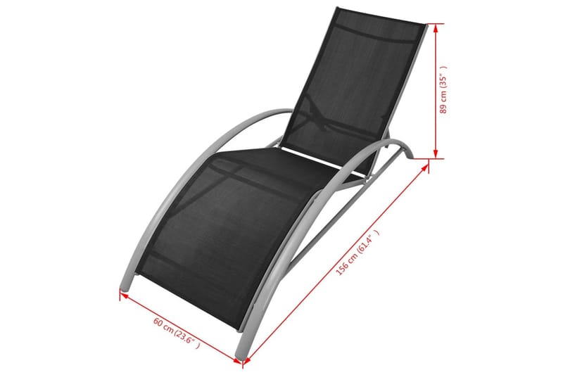 Liggestole Med Bord Aluminium Sort - Sort - Havemøbler - Havestole - Solseng & solvogn