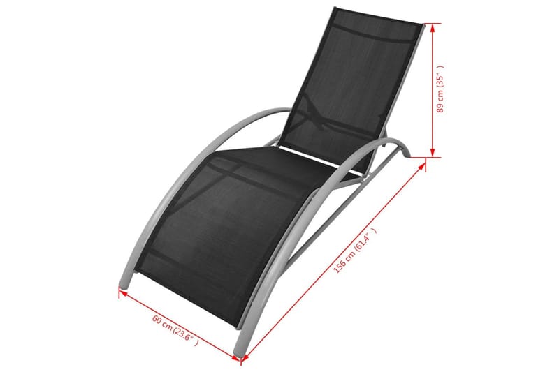 Liggestole Med Bord Aluminium Sort - Sort - Solseng & solvogn