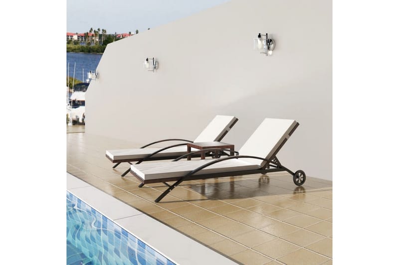 Liggestole Med Bord Polyrattan Brun - Brun - Havemøbler - Havestole - Solseng & solvogn