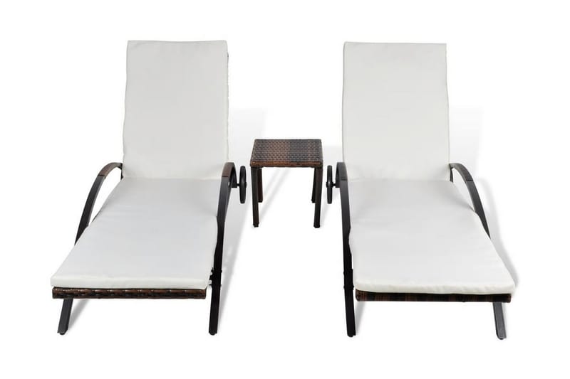 Liggestole Med Bord Polyrattan Brun - Brun - Havemøbler - Havestole - Solseng & solvogn