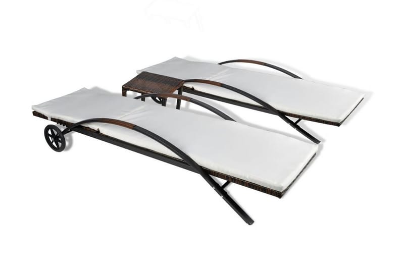 Liggestole Med Bord Polyrattan Brun - Brun - Havemøbler - Havestole - Solseng & solvogn