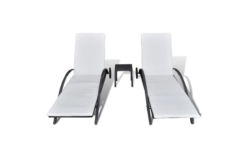 Liggestole Med Bord Polyrattan Sort - Sort - Havemøbler - Havestole - Solseng & solvogn