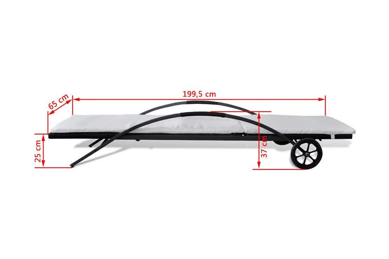 Liggestole Med Bord Polyrattan Sort - Sort - Havemøbler - Havestole - Solseng & solvogn