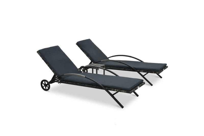 liggestole med bord polyrattan antracitgrå - Grå - Havemøbler - Havestole - Solseng & solvogn