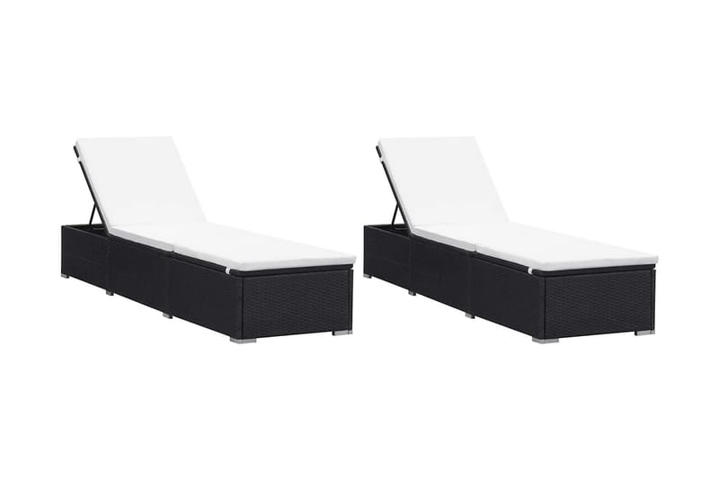 Liggestole Med Hynder 2 Stk. Polyrattan Sort - Sort - Havemøbler - Havestole - Solseng & solvogn