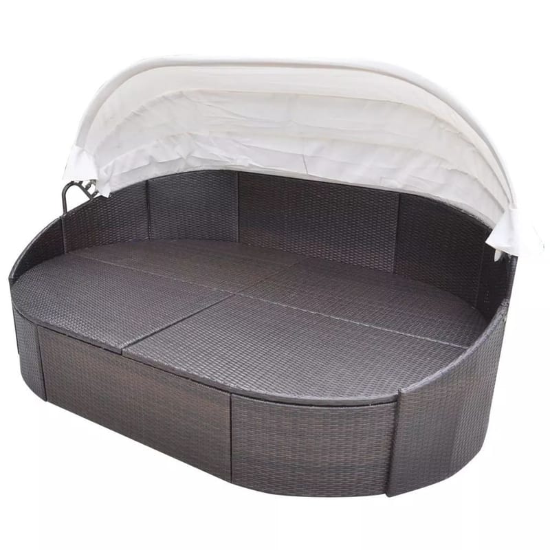 Loungeseng Med Baldakin Polyrattan Brun - Brun - Havemøbler - Havestole - Solseng & solvogn