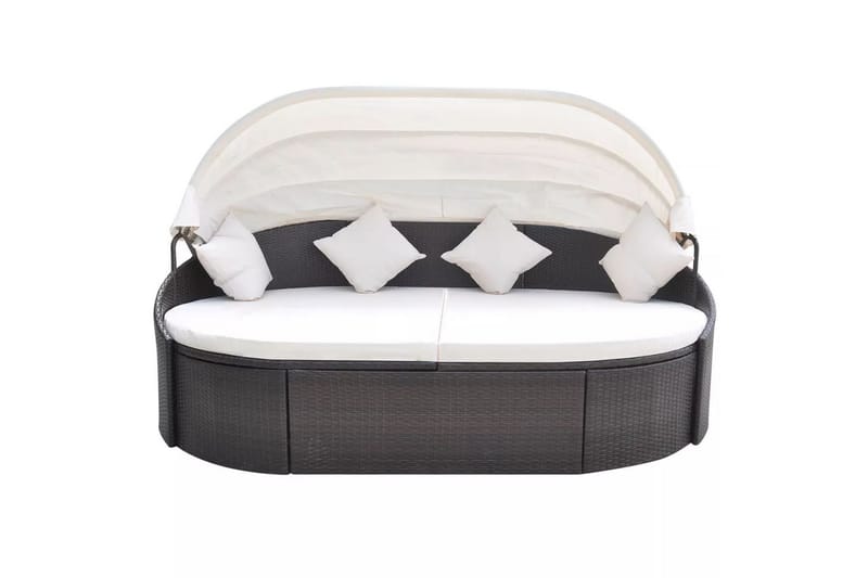 Loungeseng Med Baldakin Polyrattan Brun - Brun - Havemøbler - Havestole - Solseng & solvogn