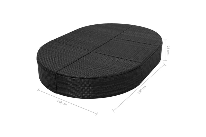 Loungeseng Med Hynde Polyrattan Sort - Sort - Havemøbler - Havestole - Solseng & solvogn