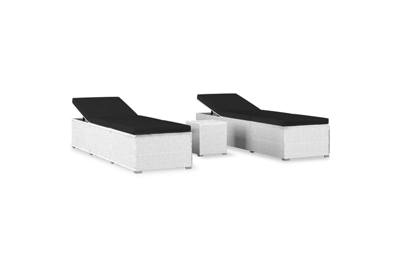 loungestole med tebord 3 dele polyrattan hvid - Hvid - Solseng & solvogn