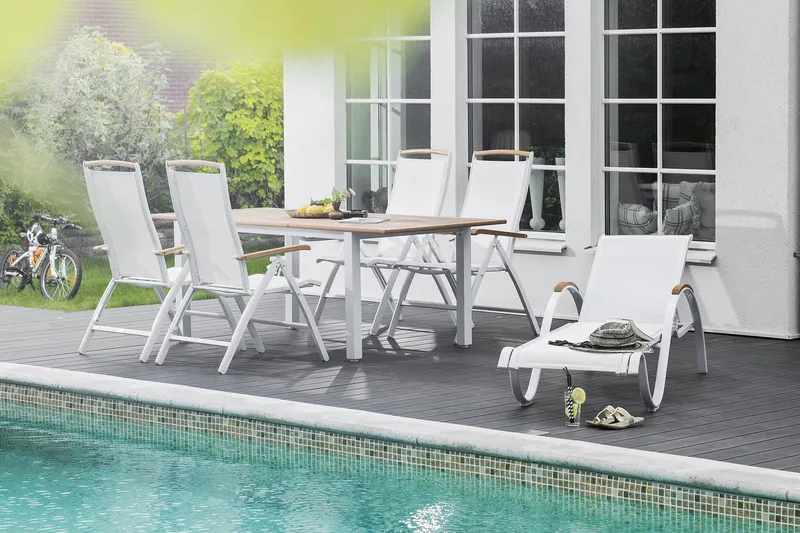 Nydala Solseng - Hvid/Teak - Havemøbler - Havestole - Solseng & solvogn