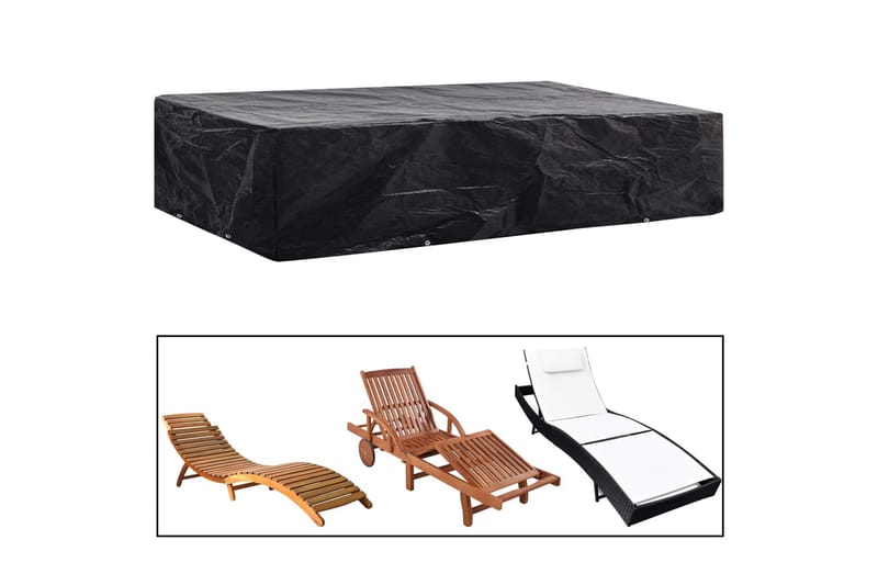 Overtræk til liggestol 2 stk. 8 snørehuller 218x77x55 cm - Sort - Havemøbler - Havestole - Solseng & solvogn