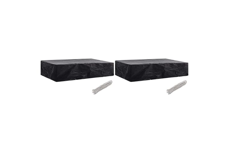 Overtræk til liggestol 2 stk. 8 snørehuller 218x77x55 cm - Sort - Havemøbler - Havestole - Solseng & solvogn