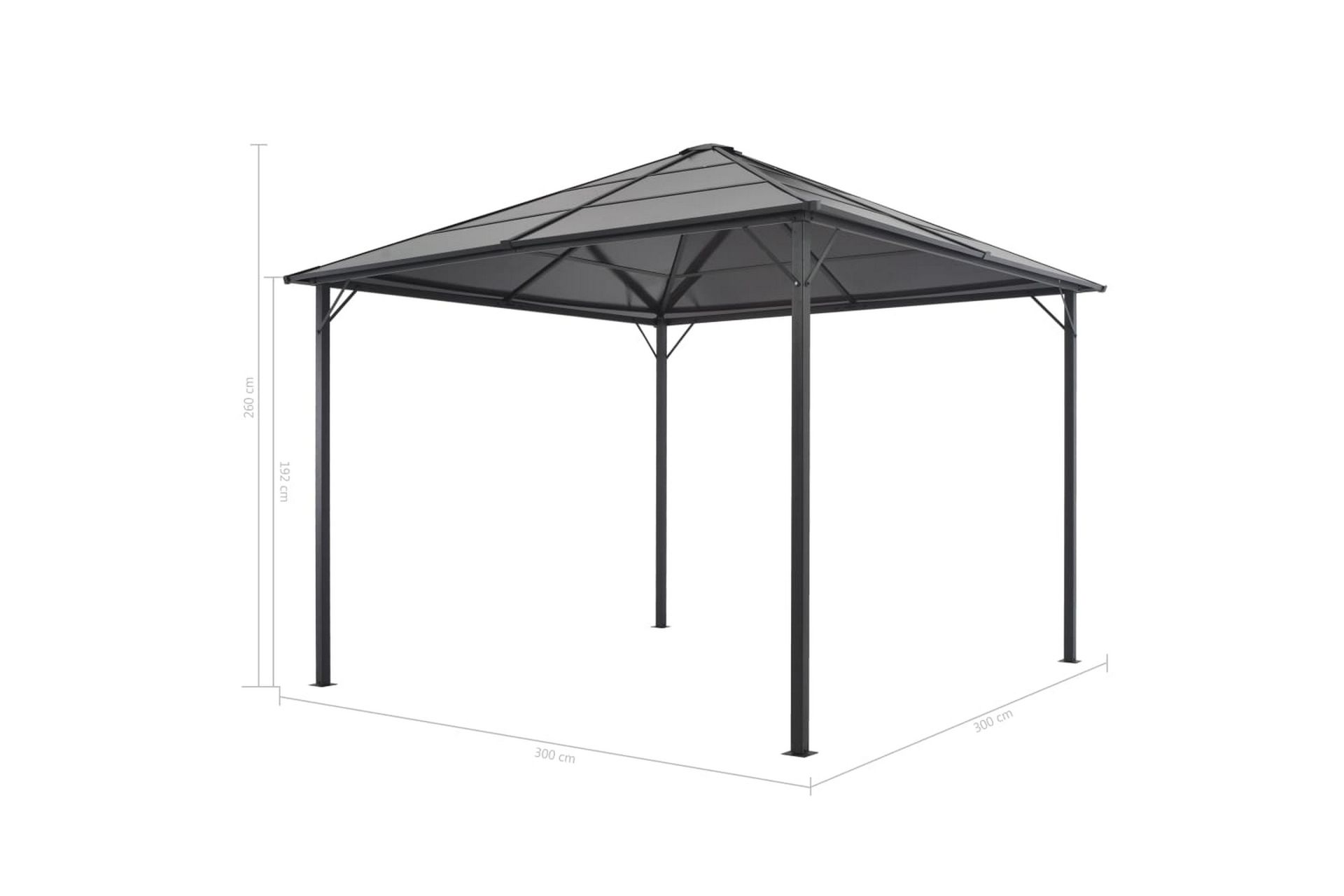 pavillon med gardin aluminium 3 x 3 m sort - Havemøbler - Havestole - Solseng & solvogn