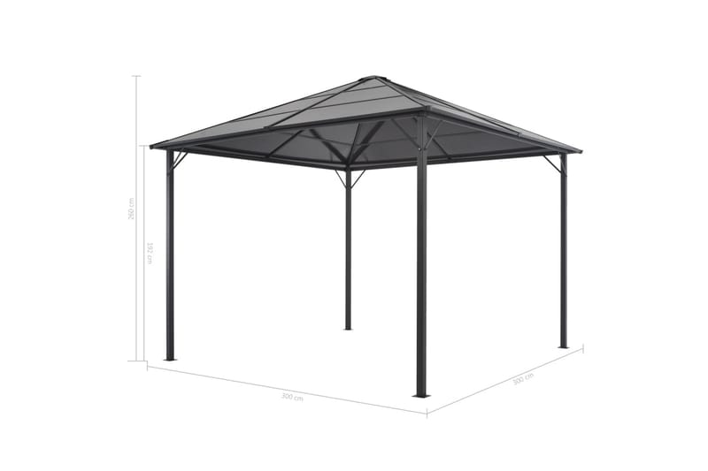 pavillon med gardin aluminium 3 x 3 m sort - Solseng & solvogn