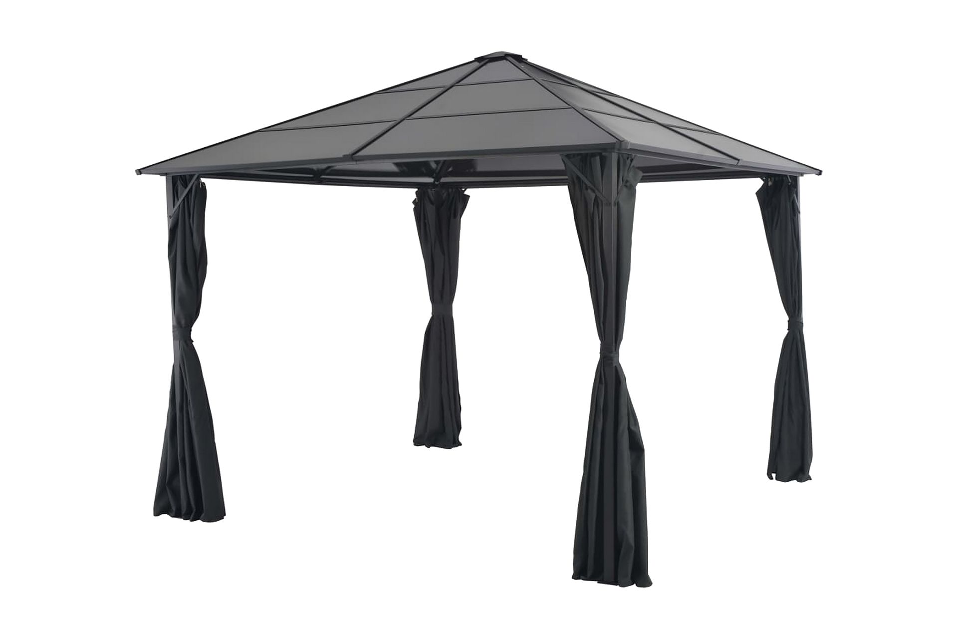 pavillon med gardin aluminium 3 x 3 m sort - Havemøbler - Havestole - Solseng & solvogn