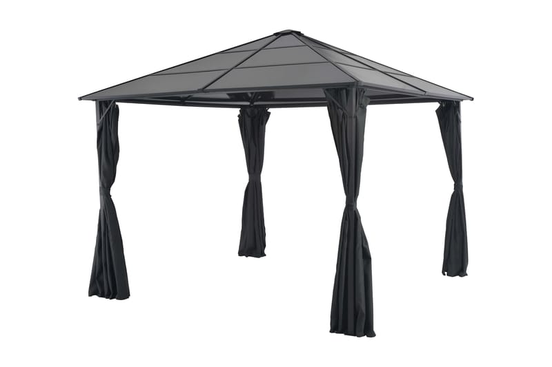 pavillon med gardin aluminium 3 x 3 m sort - Havemøbler - Havestole - Solseng & solvogn