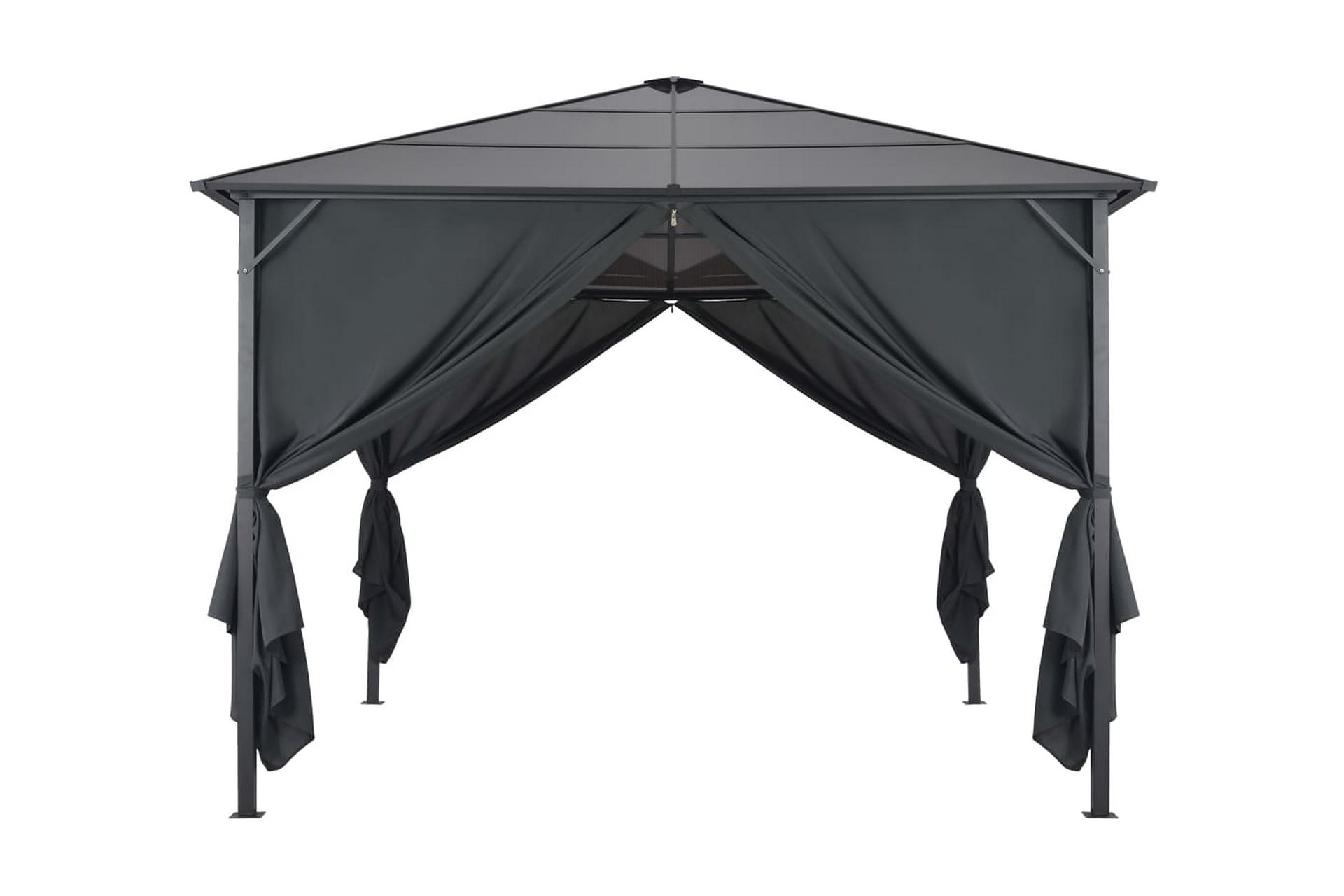 pavillon med gardin aluminium 3 x 3 m sort - Havemøbler - Havestole - Solseng & solvogn