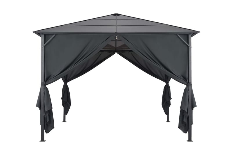 pavillon med gardin aluminium 3 x 3 m sort - Havemøbler - Havestole - Solseng & solvogn