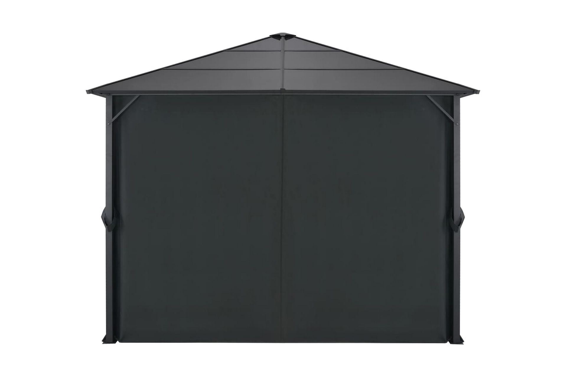 pavillon med gardin aluminium 3 x 3 m sort - Havemøbler - Havestole - Solseng & solvogn