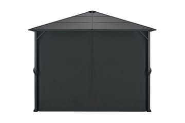 pavillon med gardin aluminium 3 x 3 m sort - Havemøbler - Havestole - Solseng & solvogn