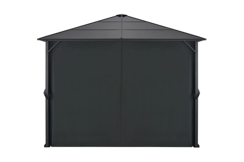 pavillon med gardin aluminium 3 x 3 m sort - Solseng & solvogn
